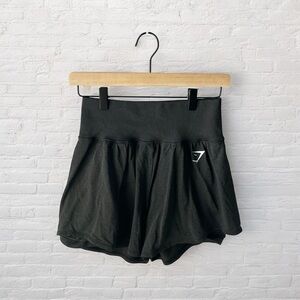 Gym shark // Black Women's Layered Shorts with Compression Layer